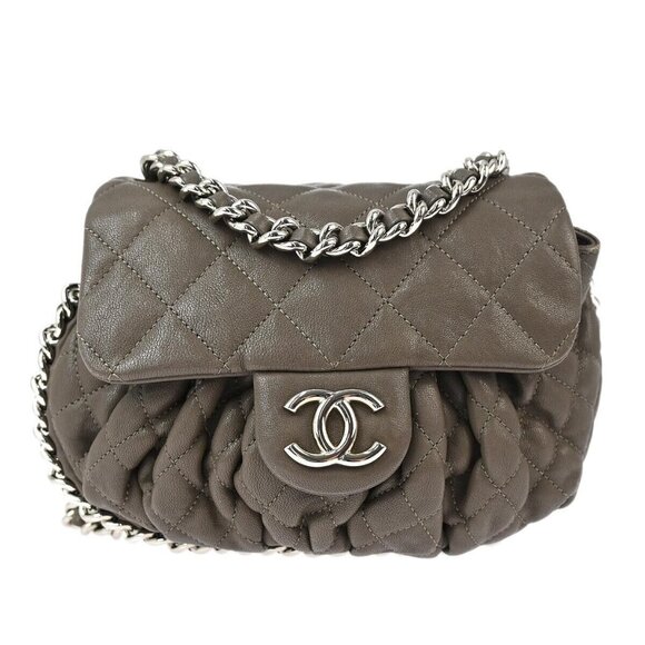 Chanel Gray Lambskin Around Chain Shoulder Bag 133670 - Picture 1 of 10